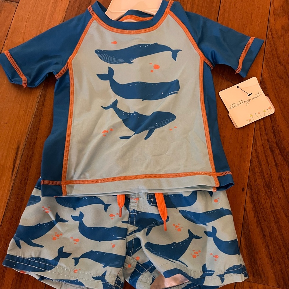 Starting Out Blue and Orange Rashguard Swim Set